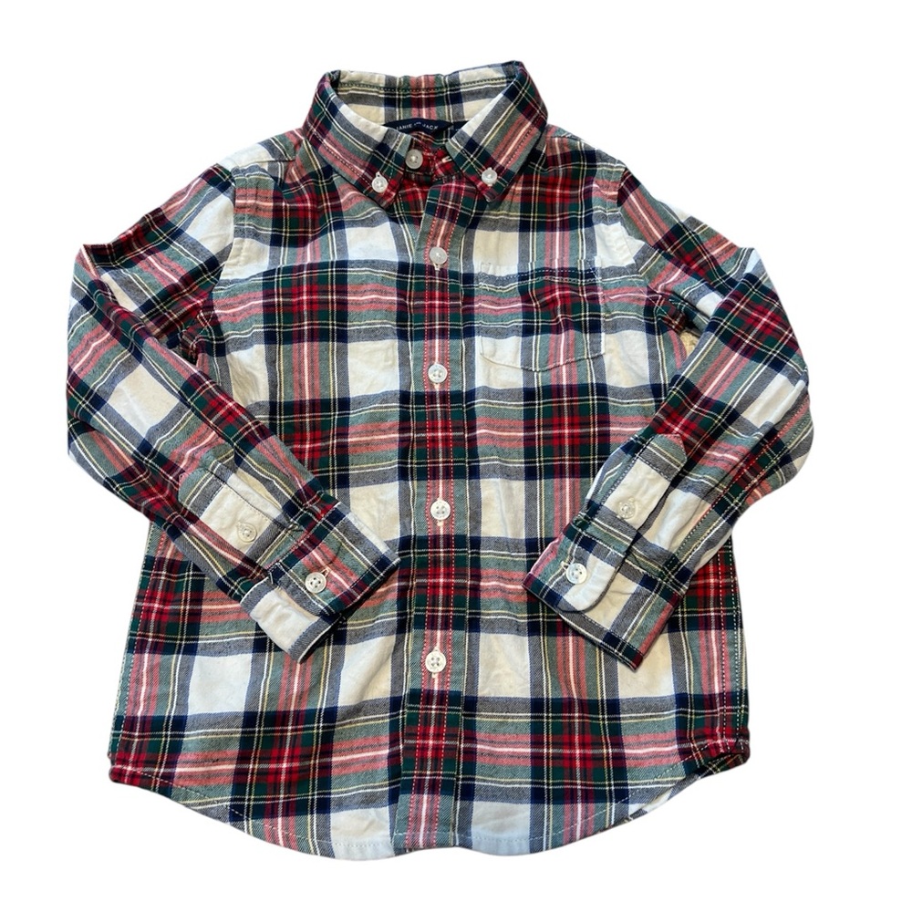 LIKE NEW - Toddler Boys Janie and Jack Button Down Shirt - Size 2T, Tartan Plaid